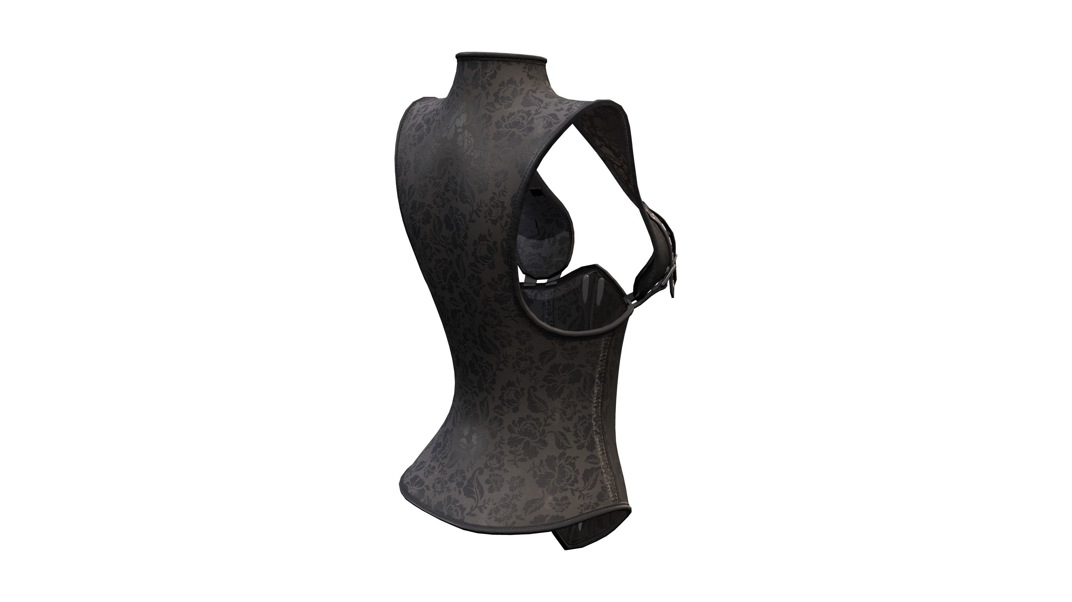 Ladies Leather Detailed Corset Low-poly 3D model_6