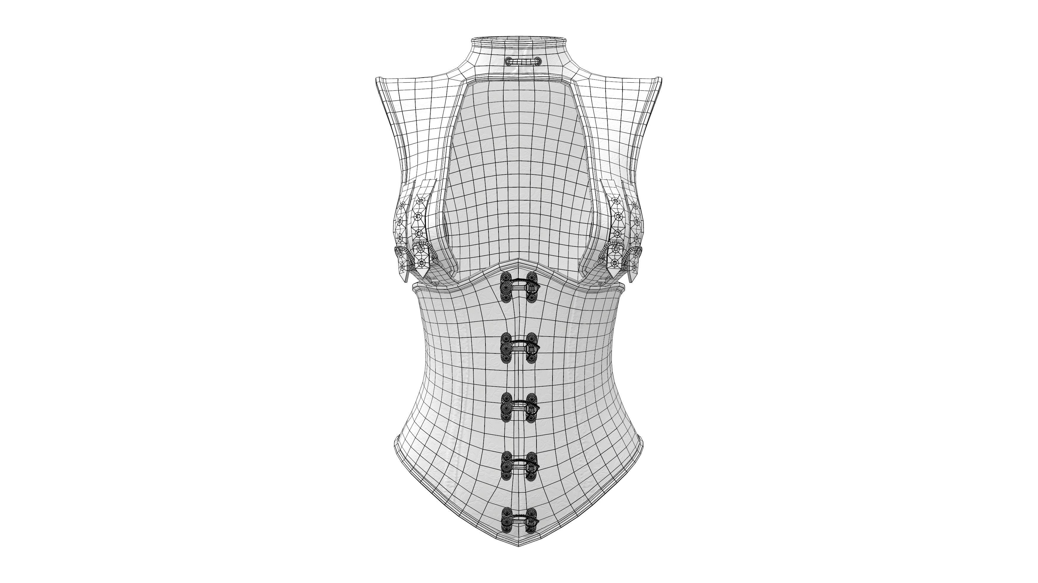 Ladies Leather Detailed Corset Low-poly 3D model_7