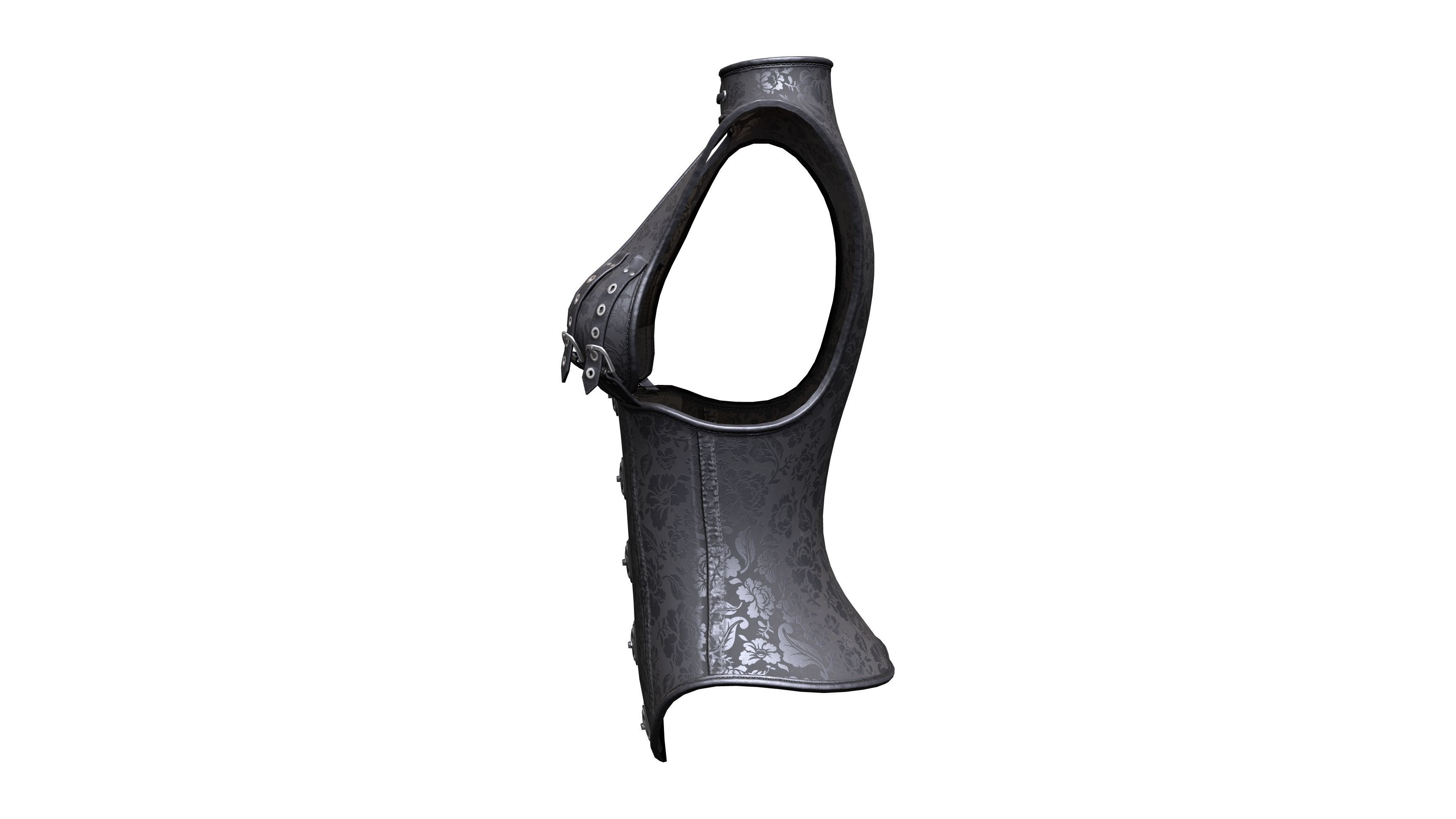 Ladies Leather Detailed Corset Low-poly 3D model_4