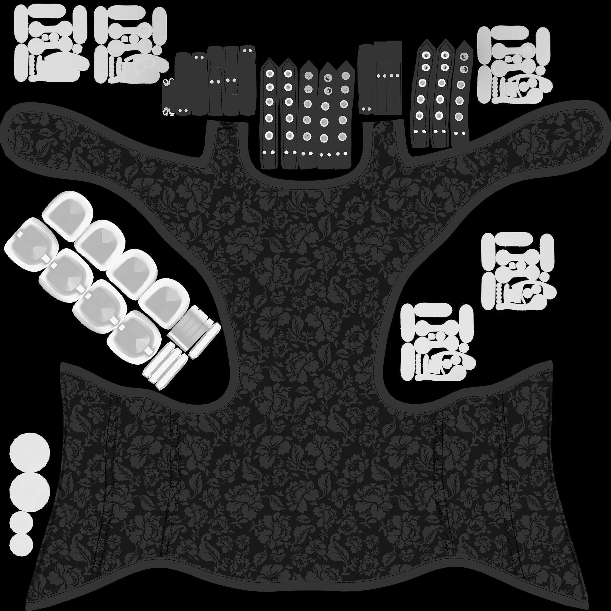 Ladies Leather Detailed Corset Low-poly 3D model_11