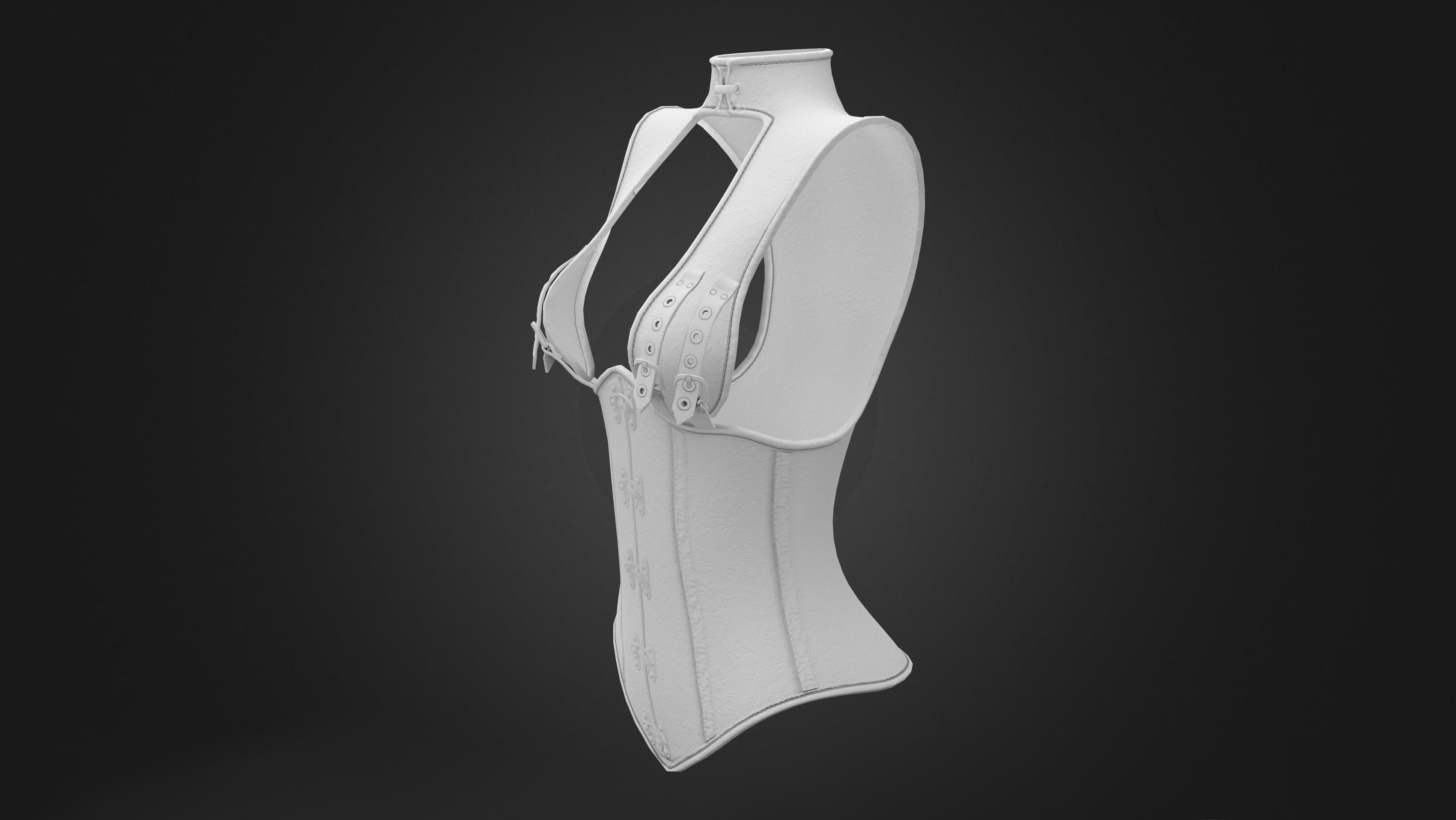 Ladies Leather Detailed Corset Low-poly 3D model_9