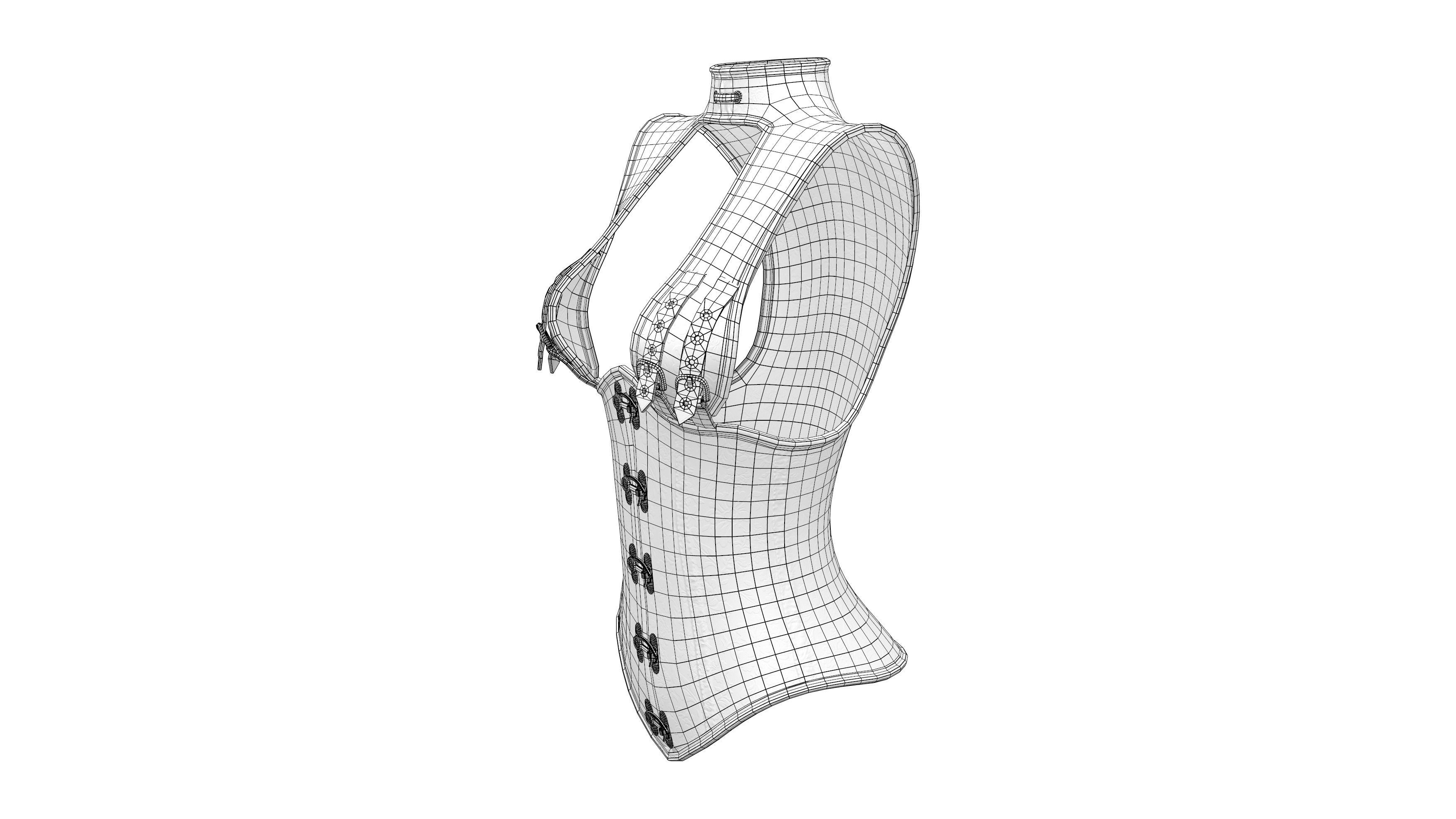 Ladies Leather Detailed Corset Low-poly 3D model_8