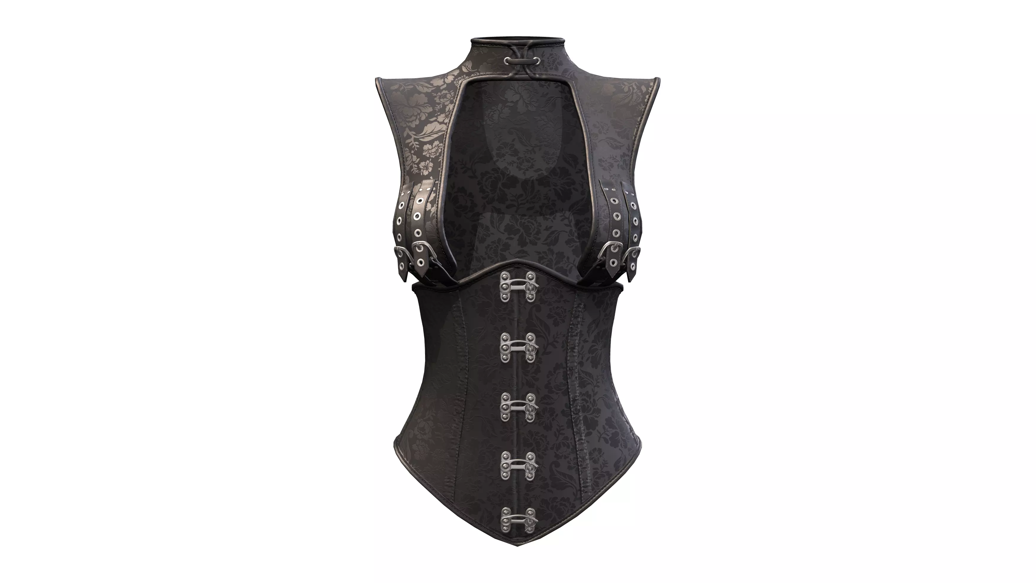 Ladies Leather Detailed Corset Low-poly 3D model_0
