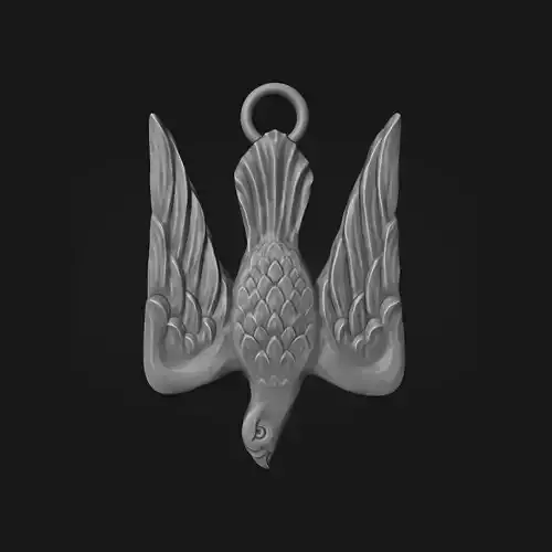 Stylised Ukrainian emblem trident-falcon pendant