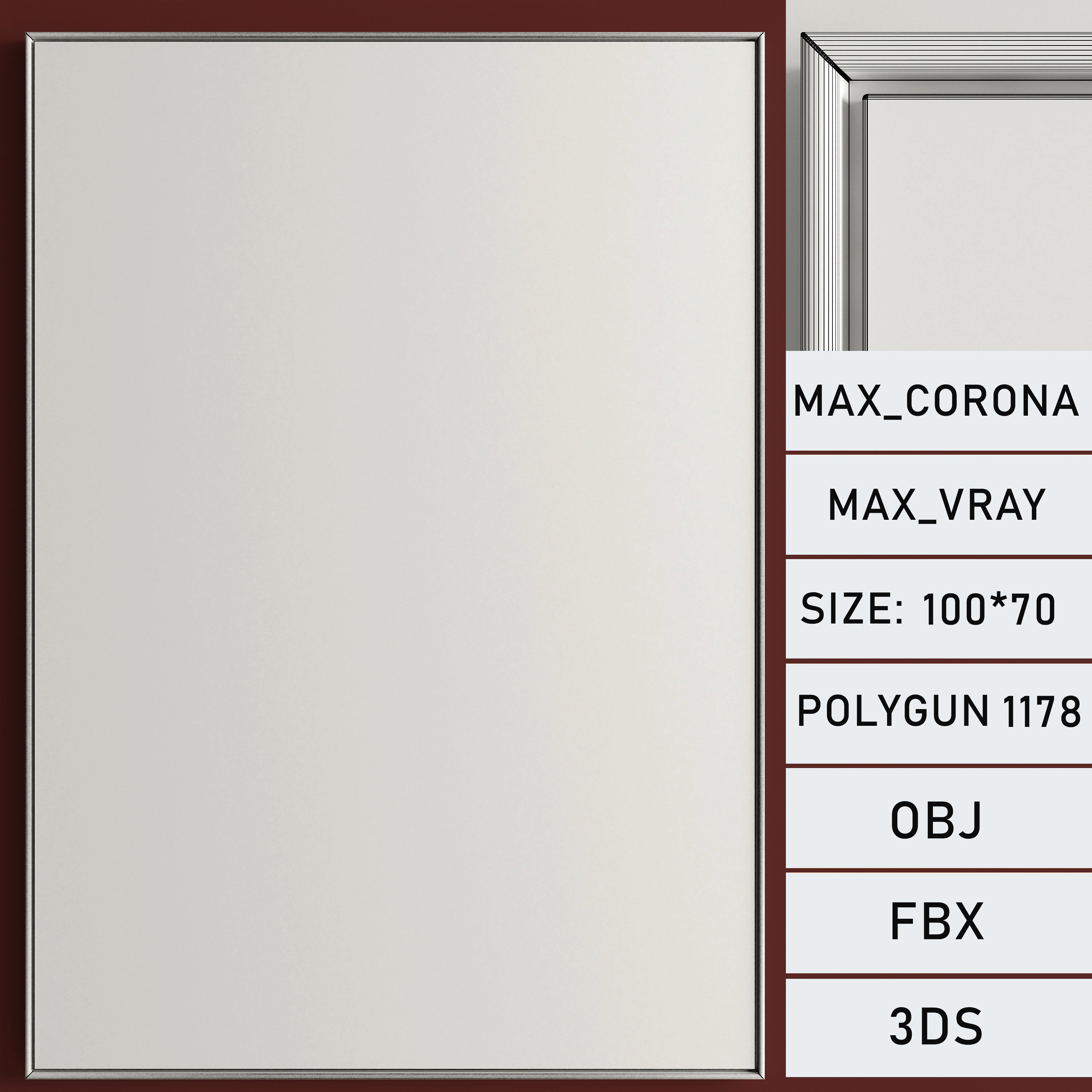 Photo Frame 167 Low-poly 3D model_5