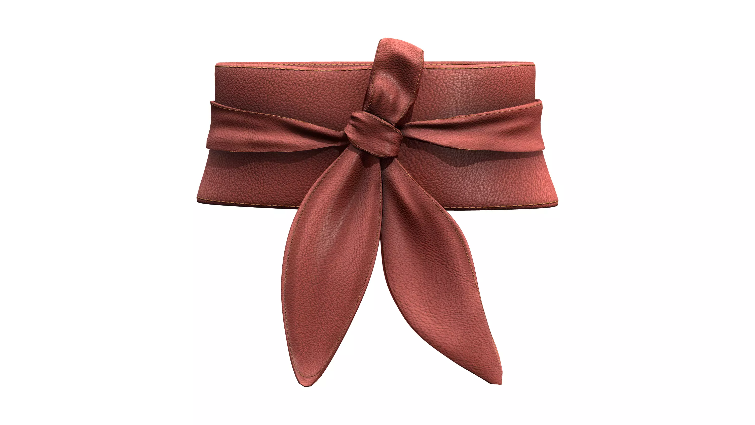 Front Knot Tie Brown Leather Waist Band Belt Low-poly 3D model