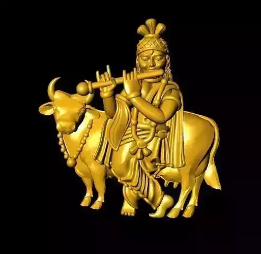 krishna with gau mata