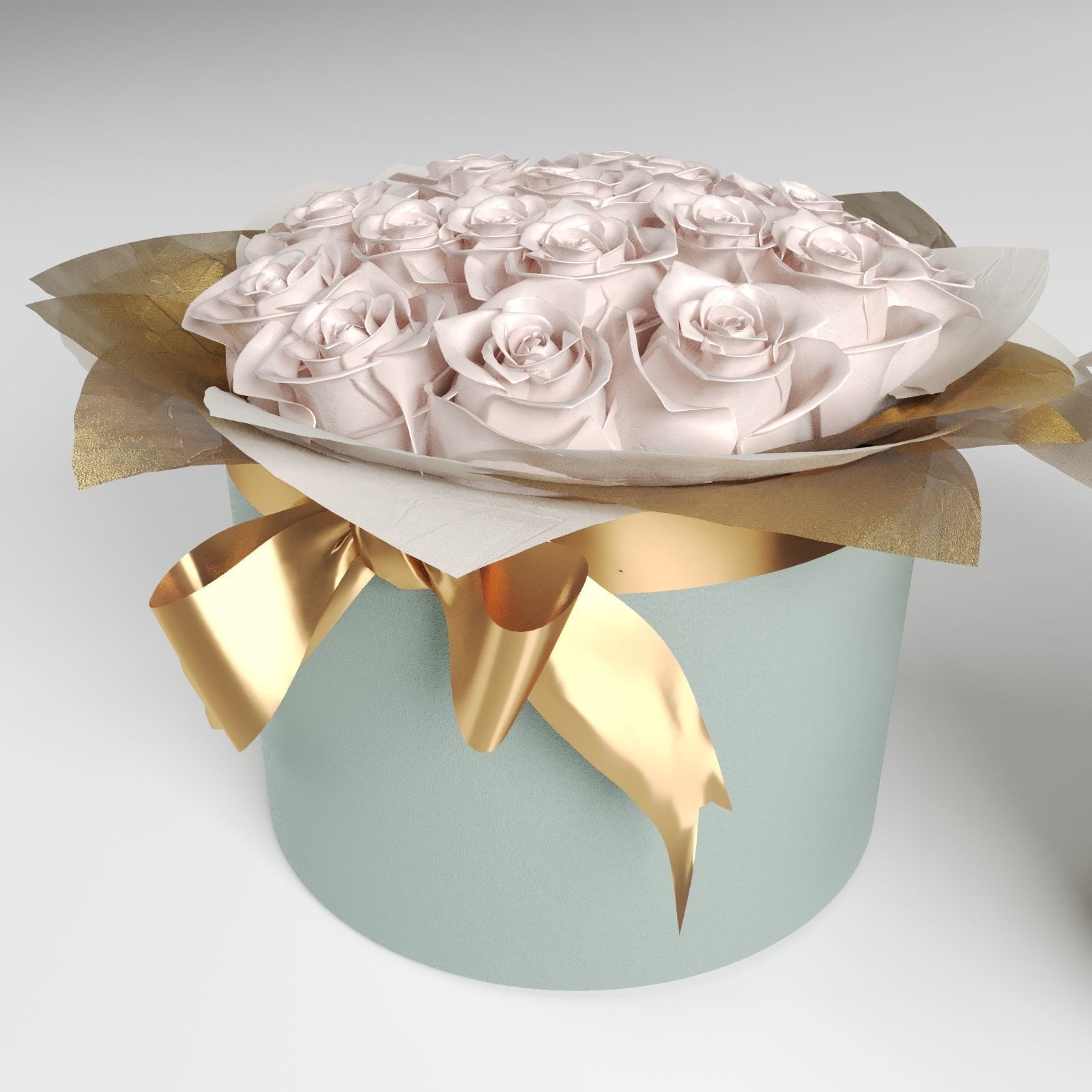 Bouquets of roses in cylinders in rose and orange colors 3D model_5