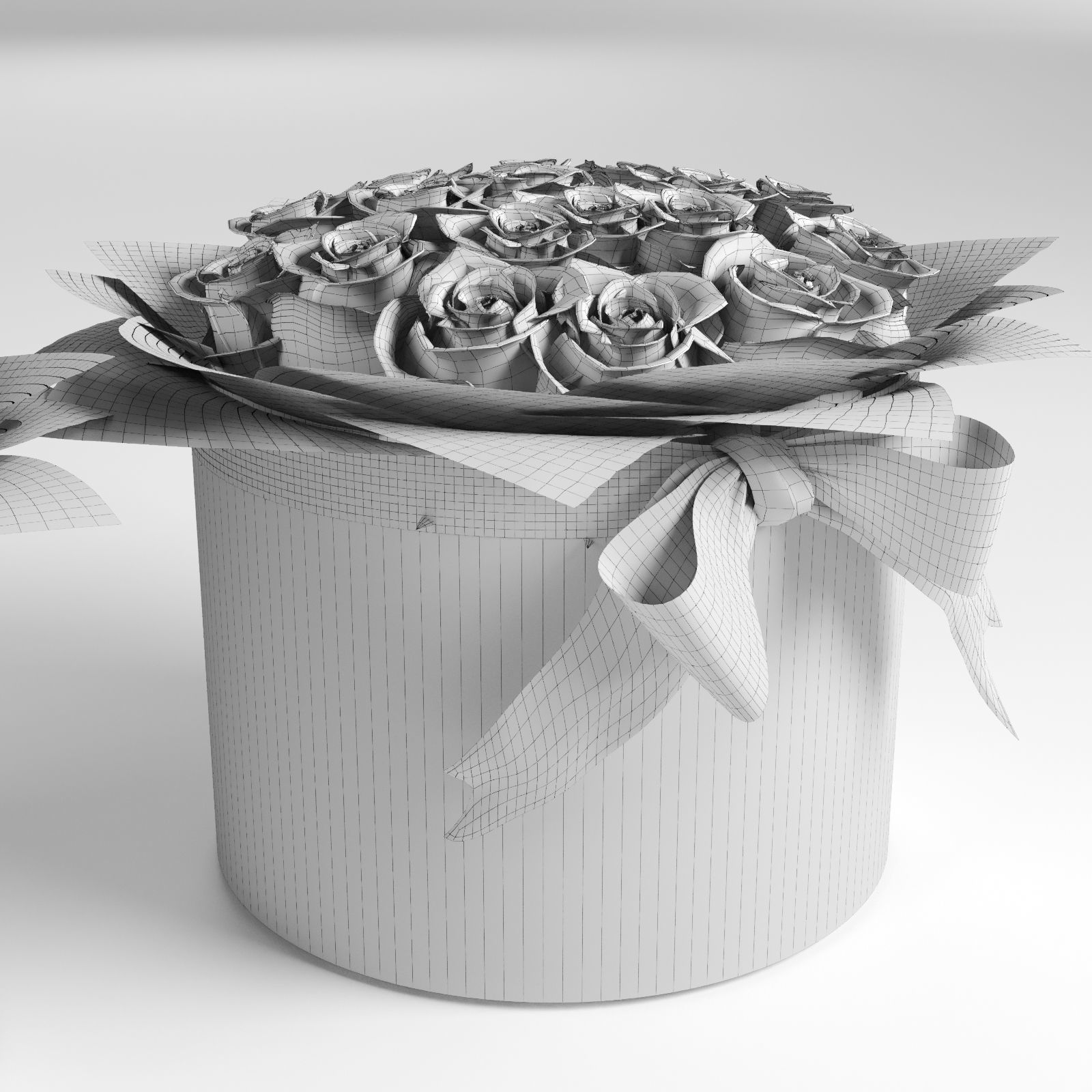 Bouquets of roses in cylinders in rose and orange colors 3D model_10