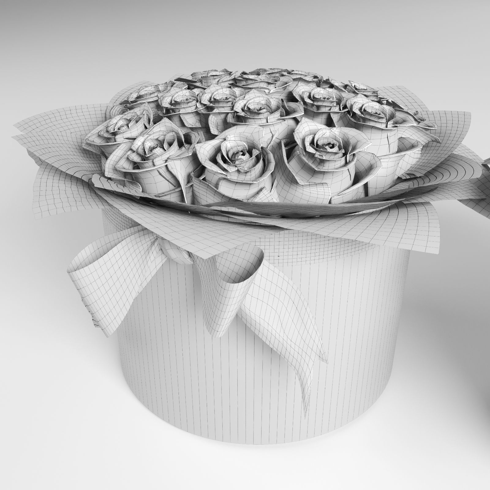 Bouquets of roses in cylinders in rose and orange colors 3D model_7