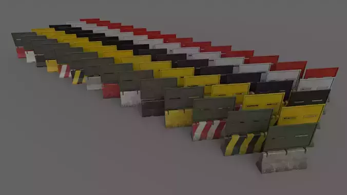 PBR Concrete Barrier V2-Clean-Dirty Low-poly 3D model