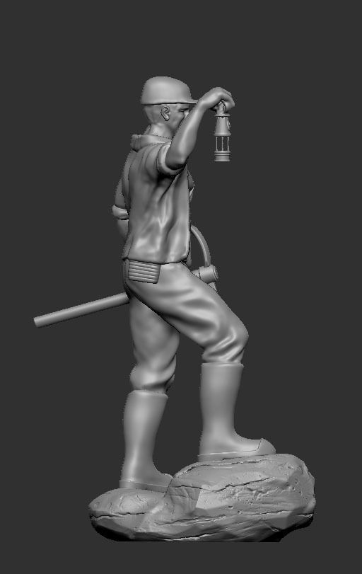 MINER sailor on rock 3D print model_9