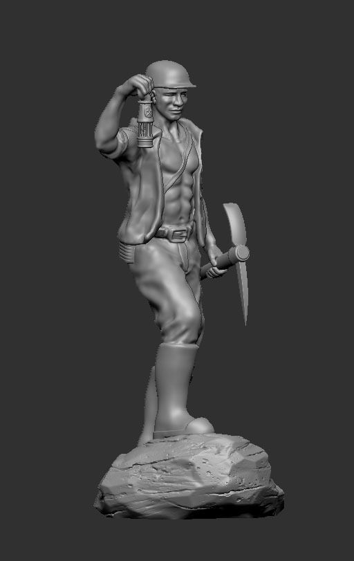 MINER sailor on rock 3D print model_10