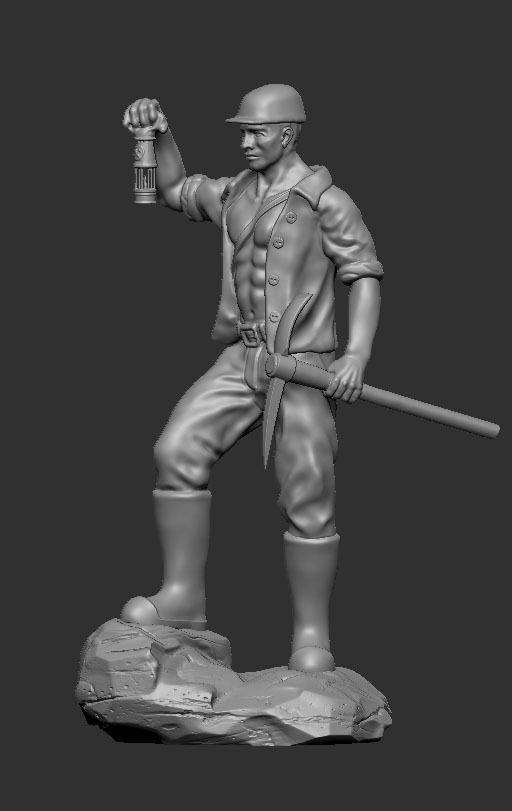 MINER sailor on rock 3D print model_4