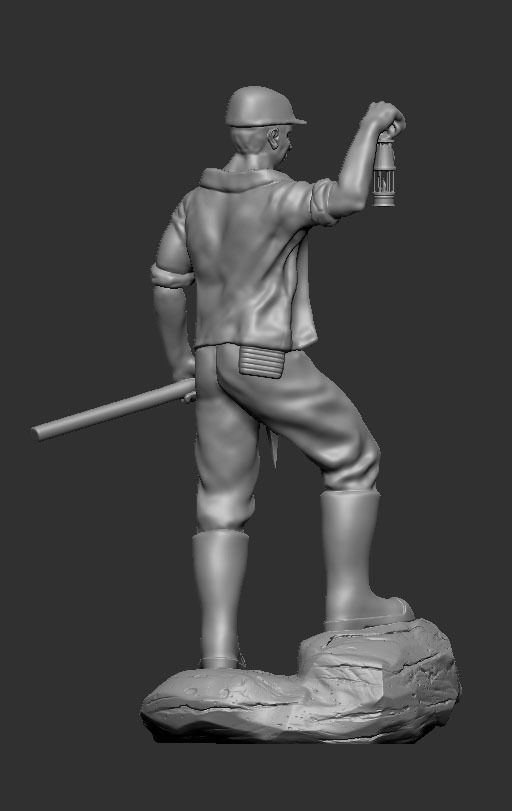 MINER sailor on rock 3D print model_8