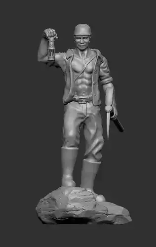 MINER sailor on rock 3D print model