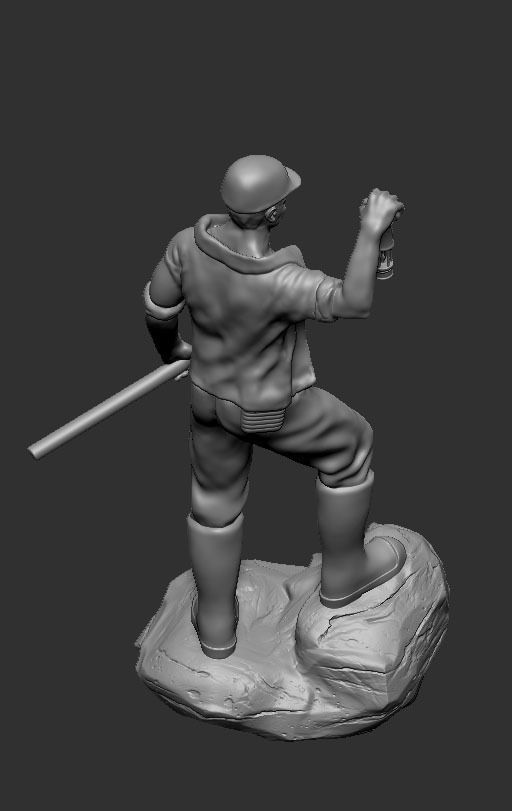 MINER sailor on rock 3D print model_2