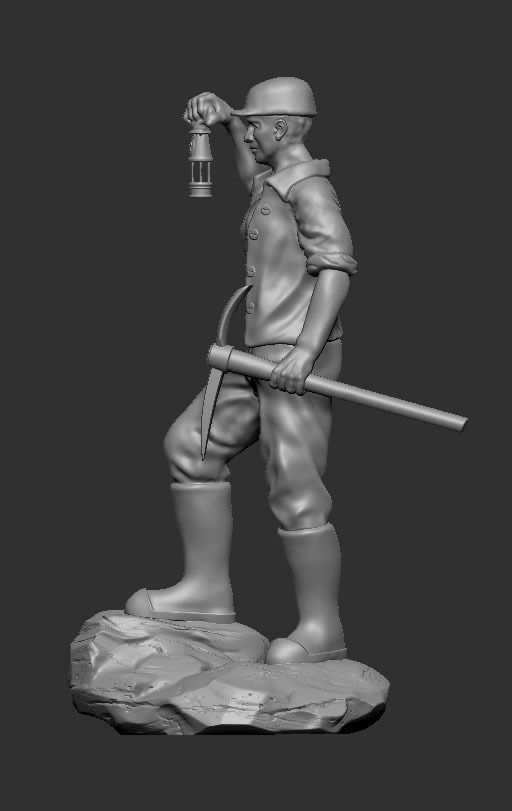 MINER sailor on rock 3D print model_5