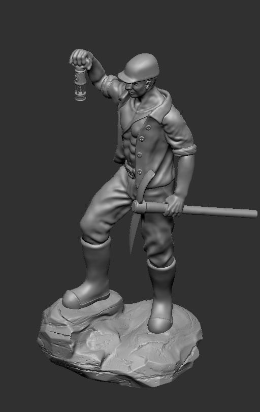 MINER sailor on rock 3D print model_11