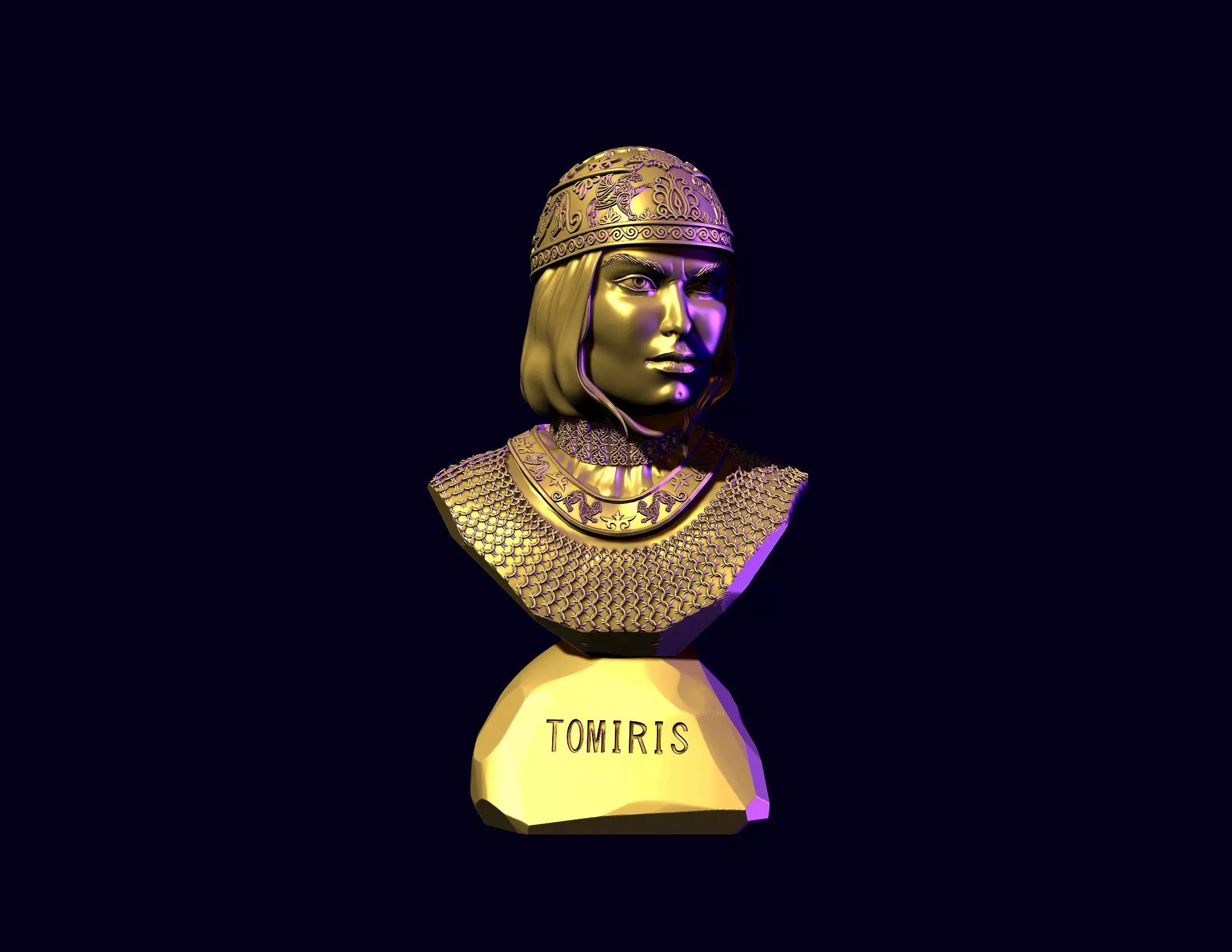 TOMIRIS bust of man in golden hat 3D print model