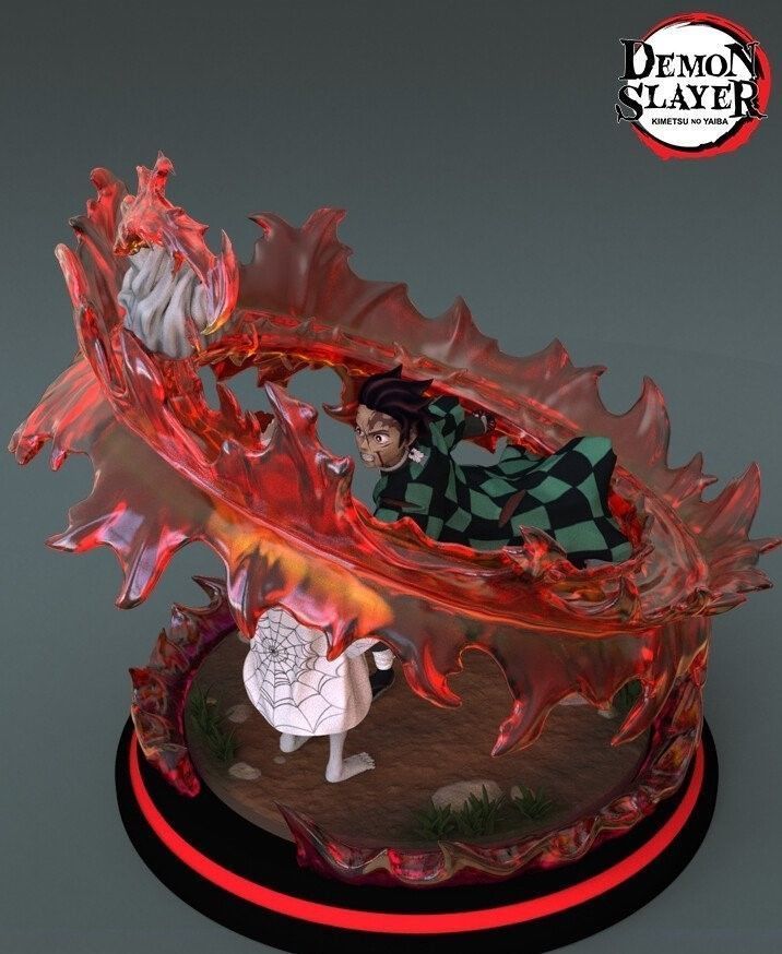 Demon Slayer - Tanjiro Kamado vs Rui 3D print model_6