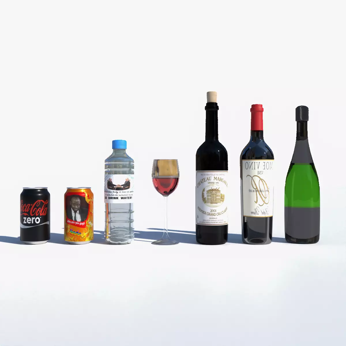 Collection of alcoholic and non alcoholic drinks by Nikdox 3D model_0