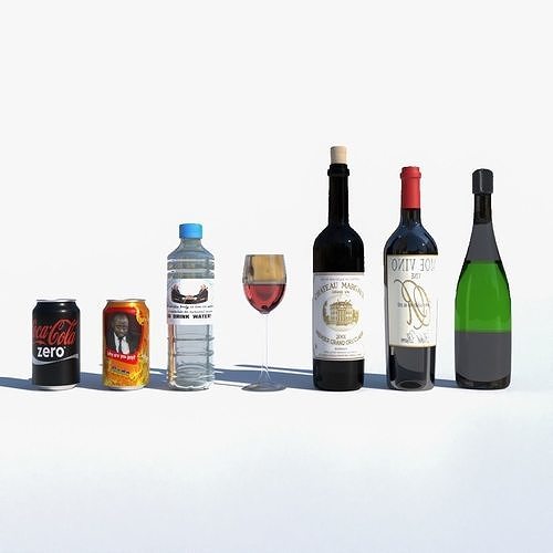 Collection of alcoholic and non alcoholic drinks by Nikdox 3D model