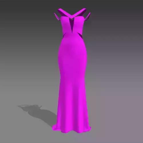 DRESS PINK MAGENTA COLOR PANELED BELT  LONG CHIC DRESS