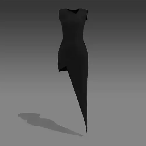 DRESS BLACK  COLOR MATTE LOOK ASYMETRIC