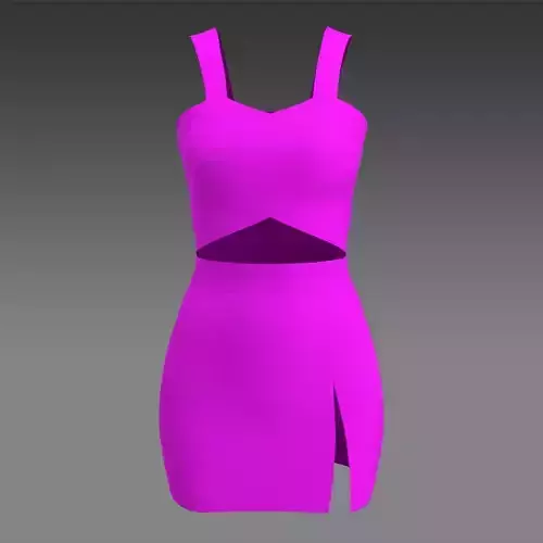 DRESS V NECKLINE  HEART SHAPE BELTED PANELED  SLIT SKIRT LITTLE 