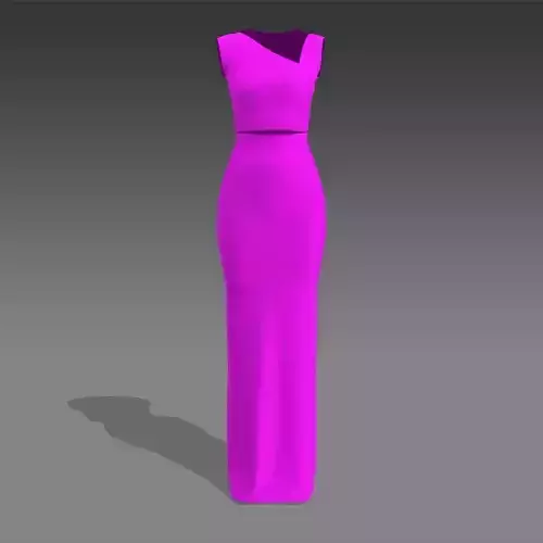 DRESS ASYMETRIC NECKLINE MODERN LOOK LONG DRESS MAGENTA COLOR