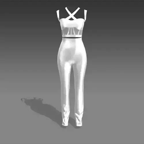 CORSET BLOUSE AND PANT SILK SATIN SHINE WHITE LOOK MODERN