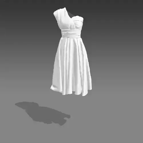 DRESS WHITE MATTE COLOR WHITE  ONE SHOULDER ASYMETRIC 