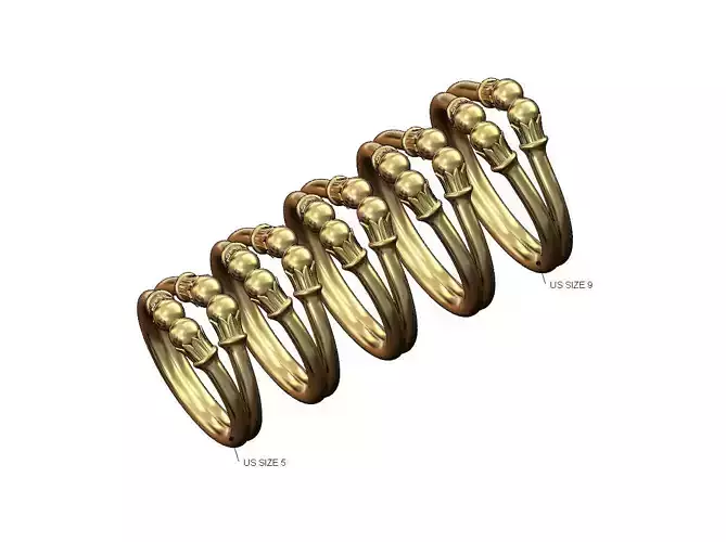 Lotus leaves bead ends wire ring US sizes 5to9