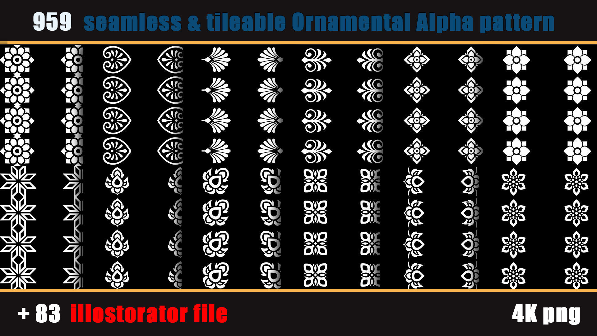 959 seamless and tileable Ornamental Alpha and 83 Ai file Texture_8
