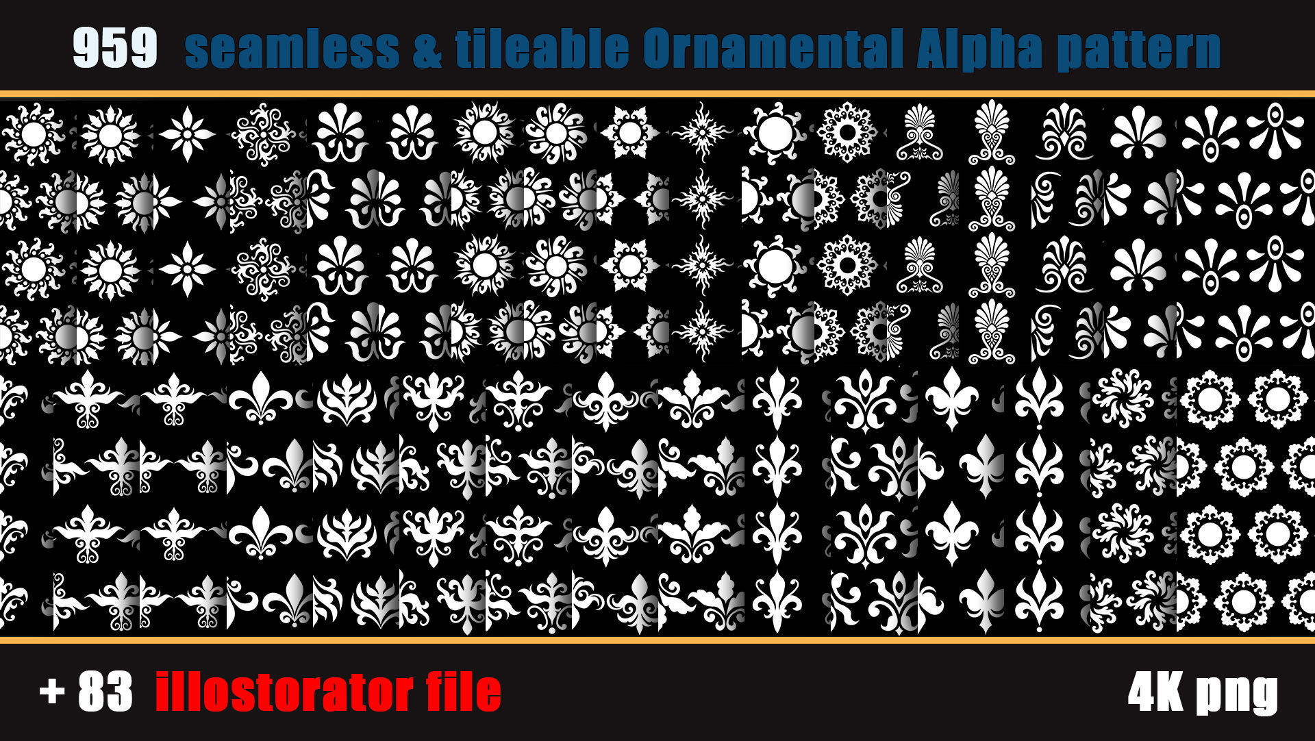 959 seamless and tileable Ornamental Alpha and 83 Ai file Texture_1
