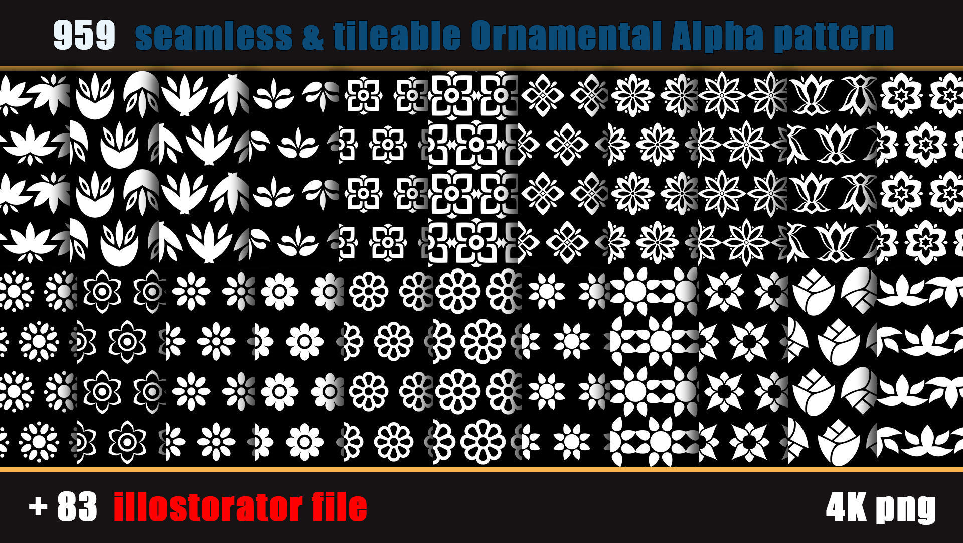 959 seamless and tileable Ornamental Alpha and 83 Ai file Texture_3