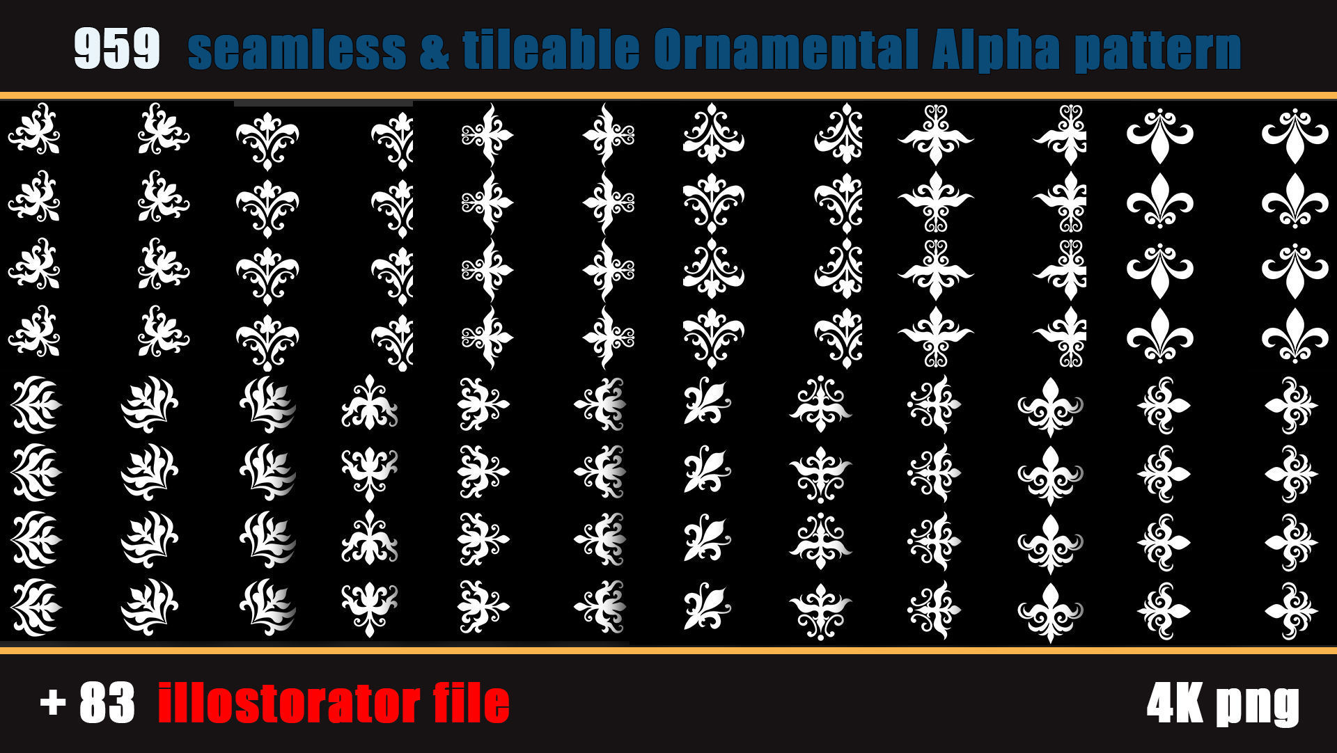 959 seamless and tileable Ornamental Alpha and 83 Ai file Texture_4