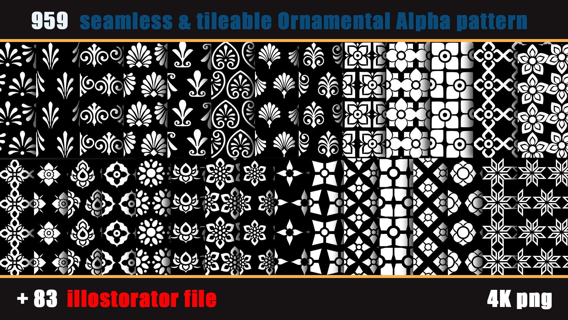 959 seamless and tileable Ornamental Alpha and 83 Ai file Texture_2
