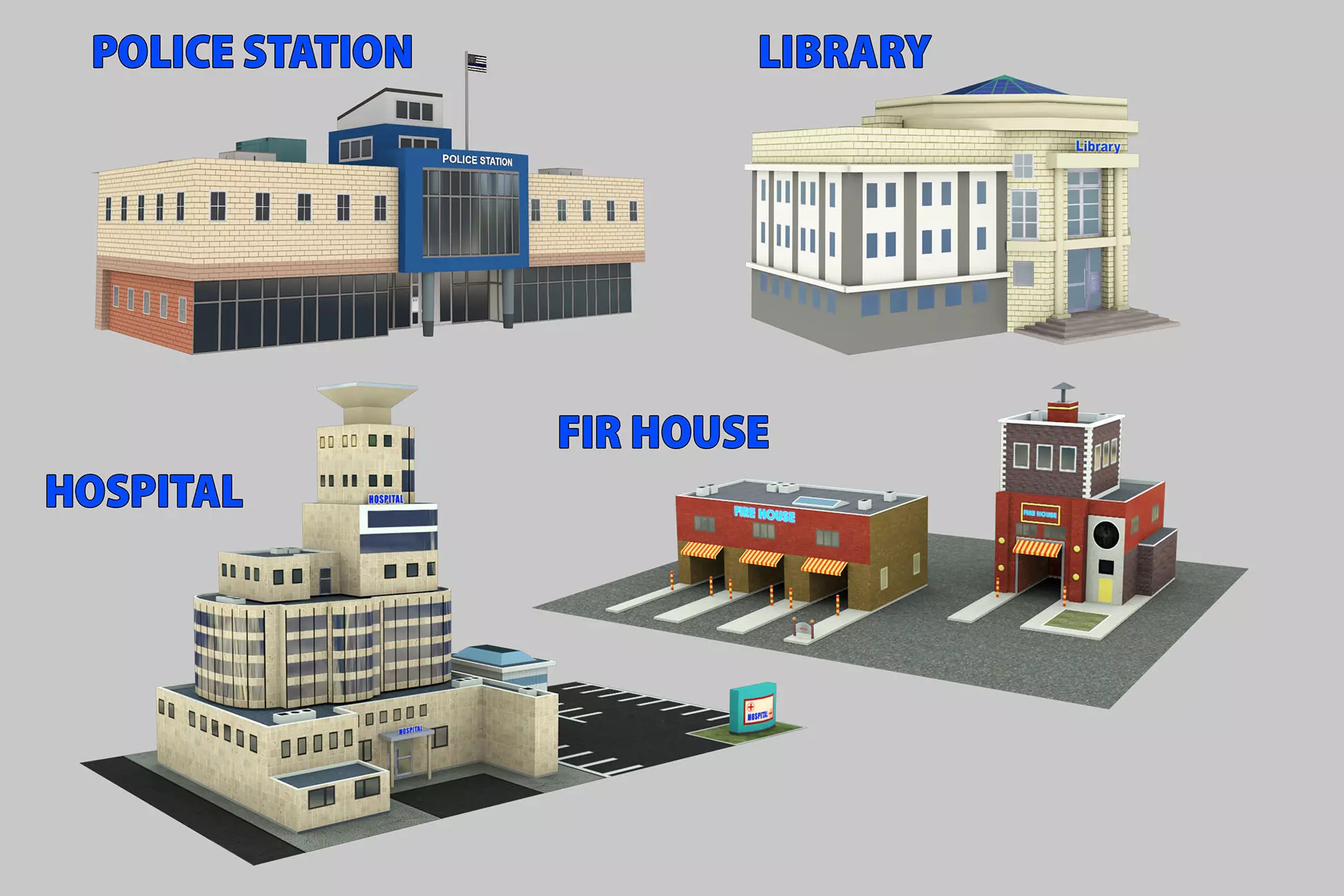 Low Poly Building Pack 4 Low-poly 3D model_0