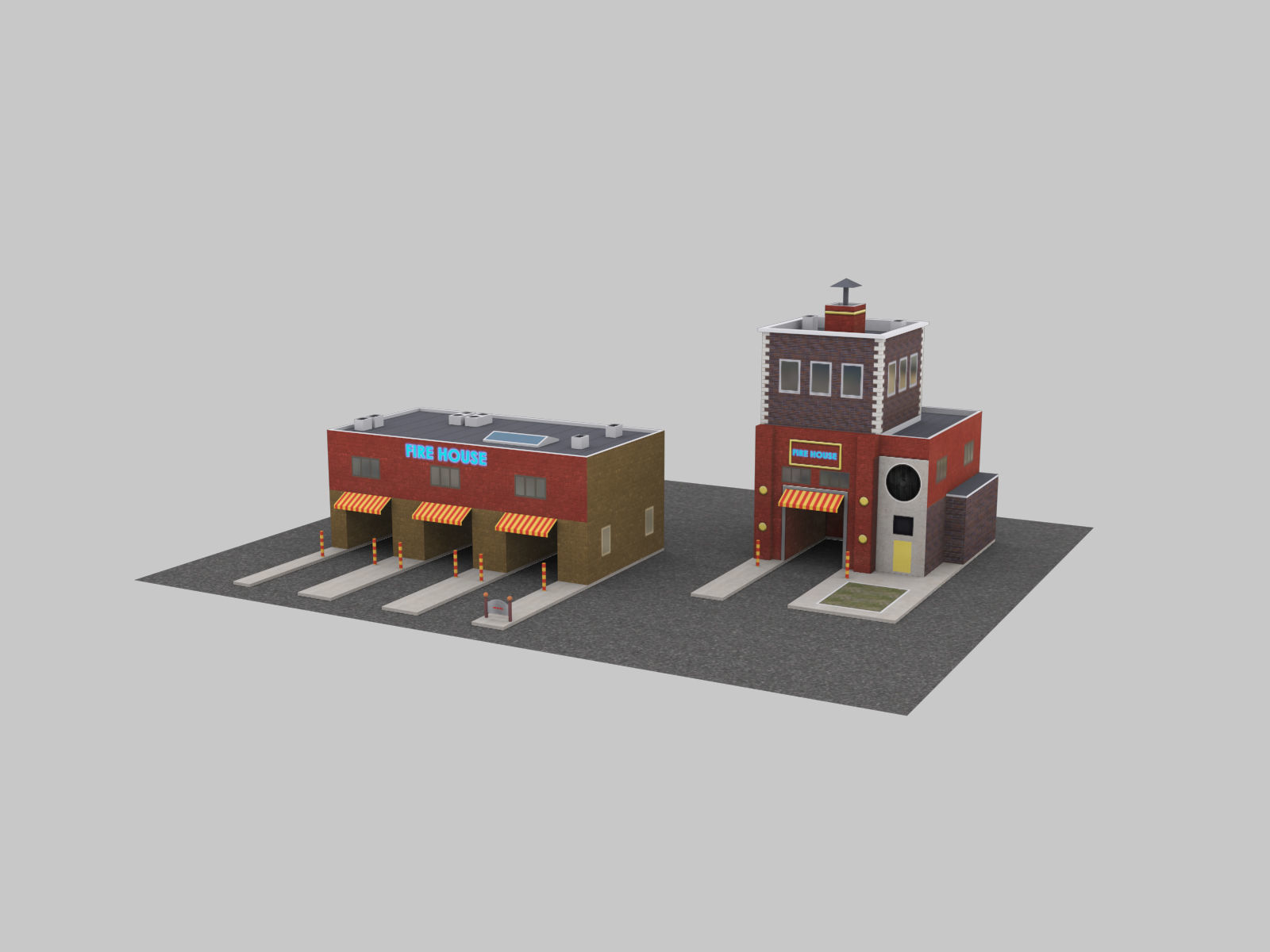 Low Poly Building Pack 4 Low-poly 3D model_2