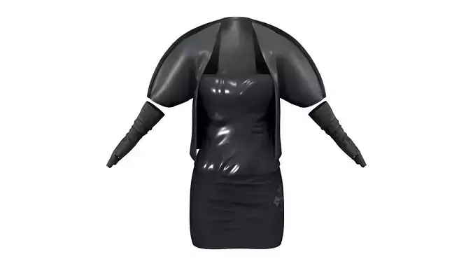 Black Leather Bolero Tube Top Skirt Gloves Full Outfit