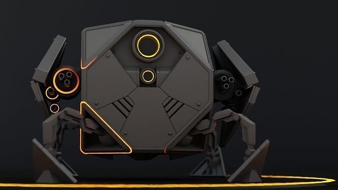 CUBE BOT rigged - animated 3D model