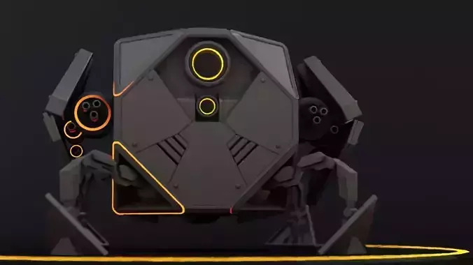 CUBE BOT rigged - animated 3D model
