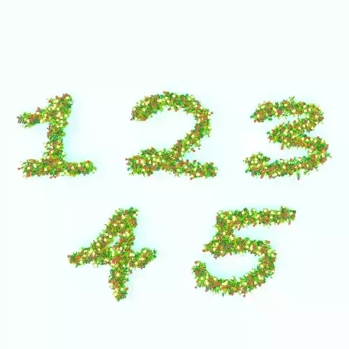 NUMBERS 1 2 3 4 5 number one made of flowers 3D model