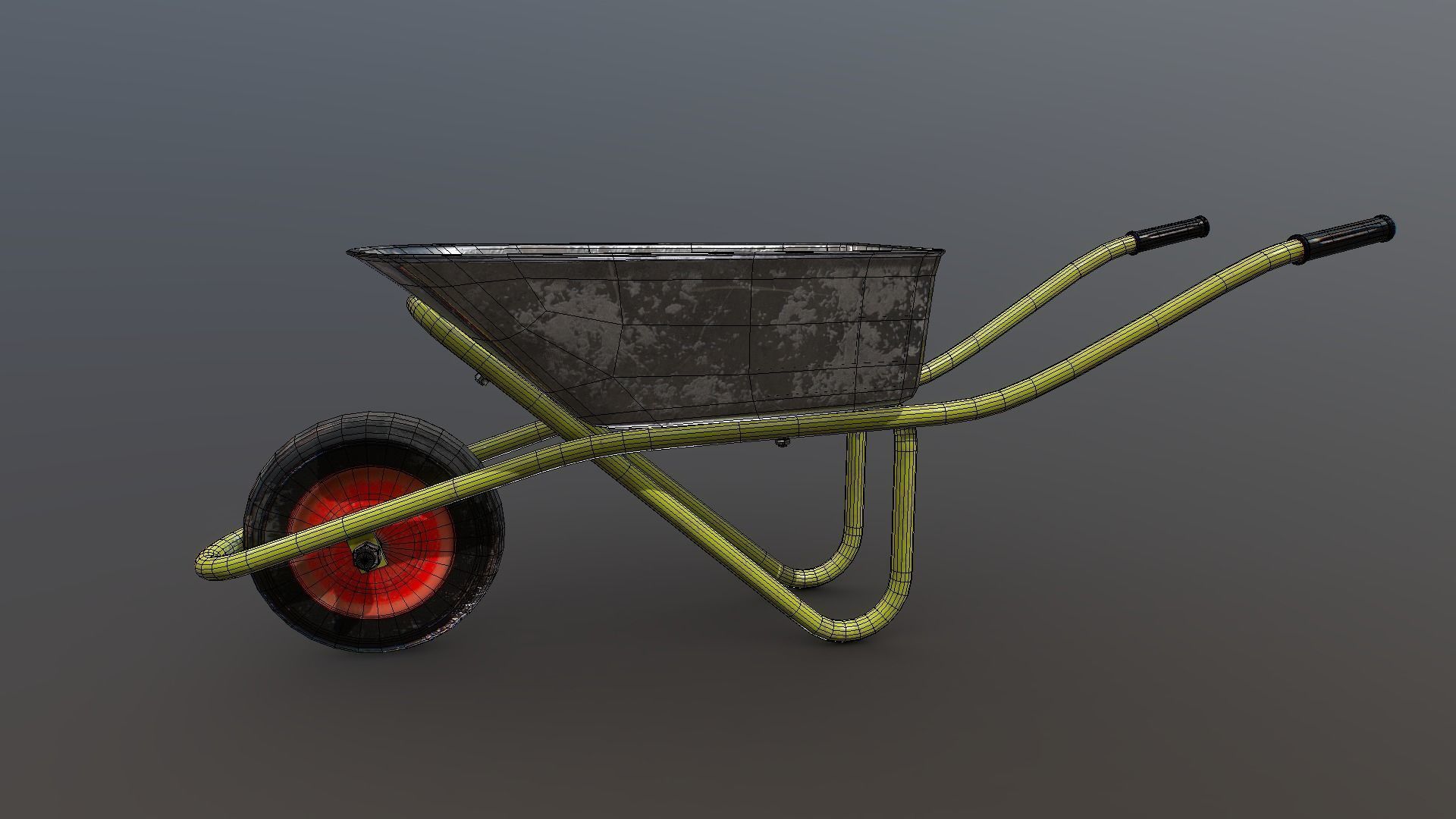 Wheelbarrow trolley Low-poly 3D model_2