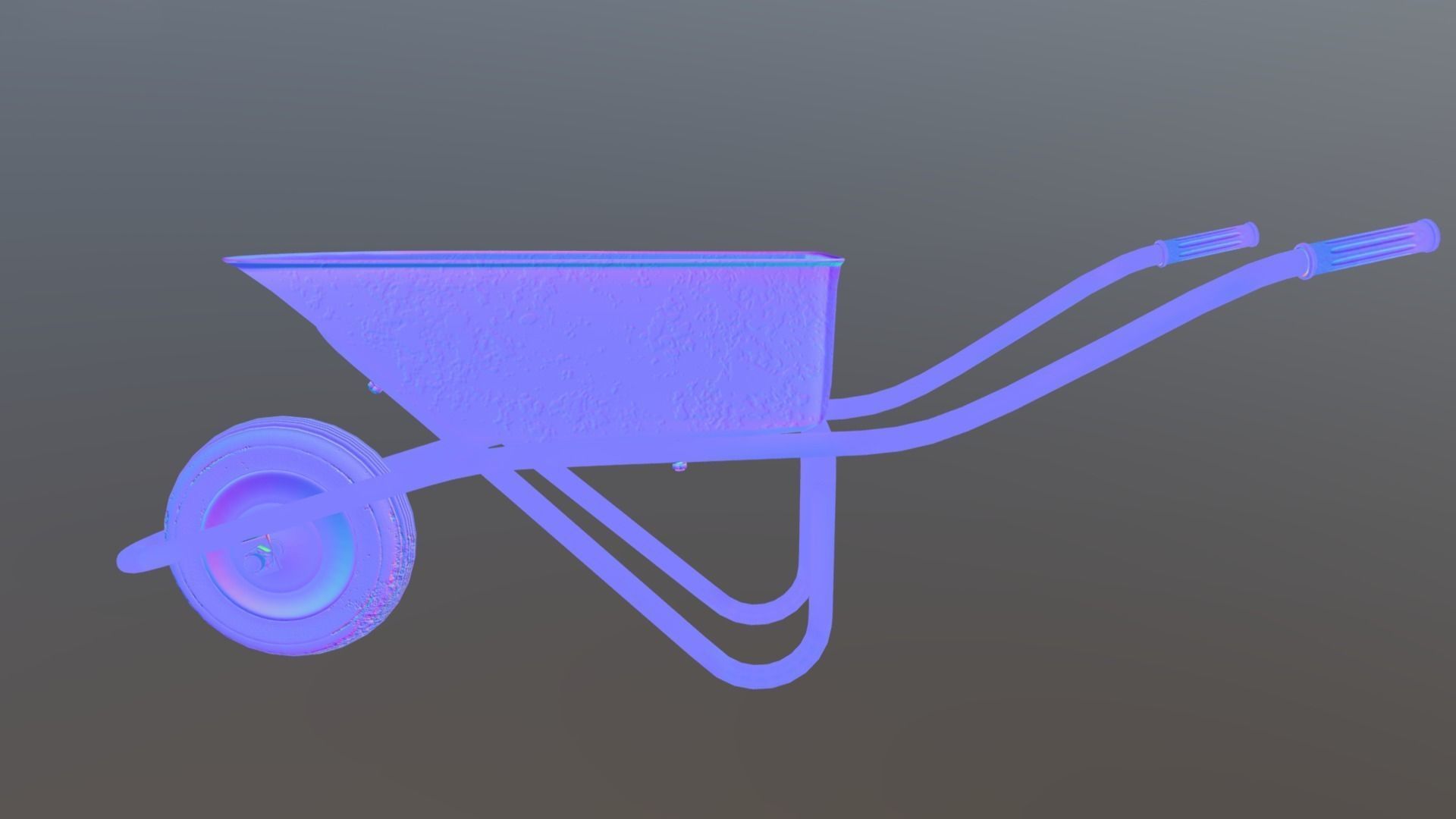 Wheelbarrow trolley Low-poly 3D model_7