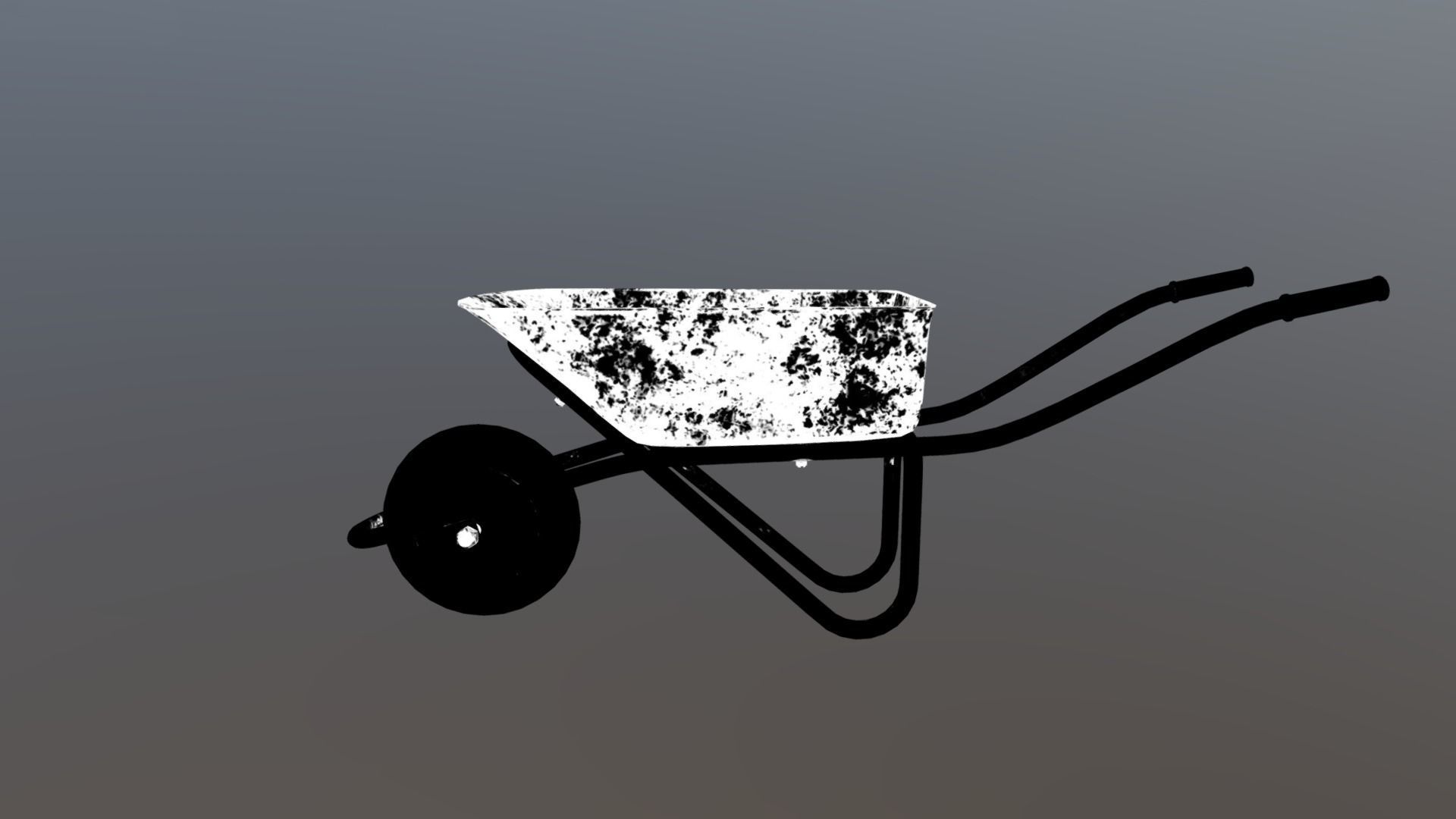 Wheelbarrow trolley Low-poly 3D model_5