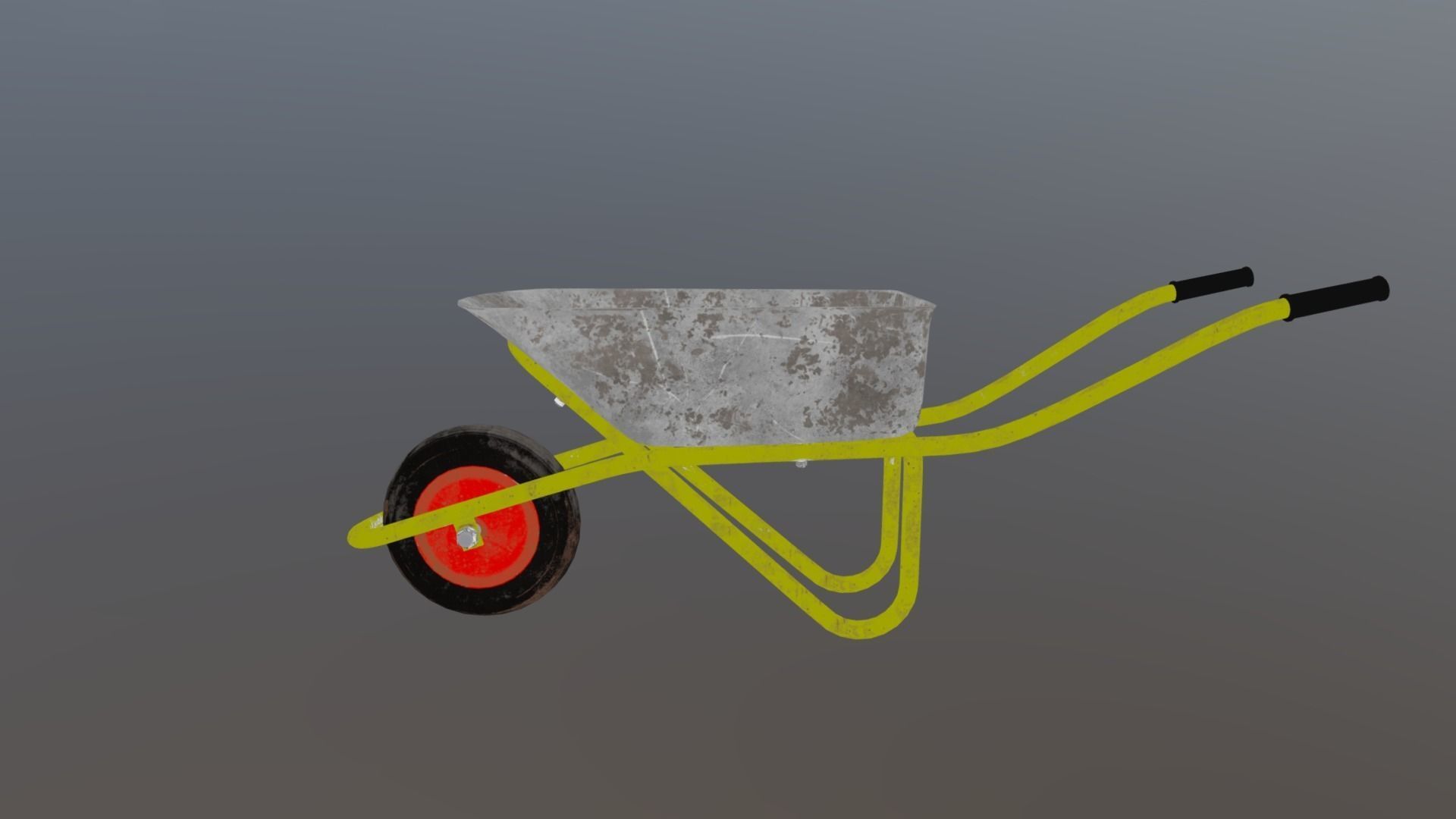 Wheelbarrow trolley Low-poly 3D model_4