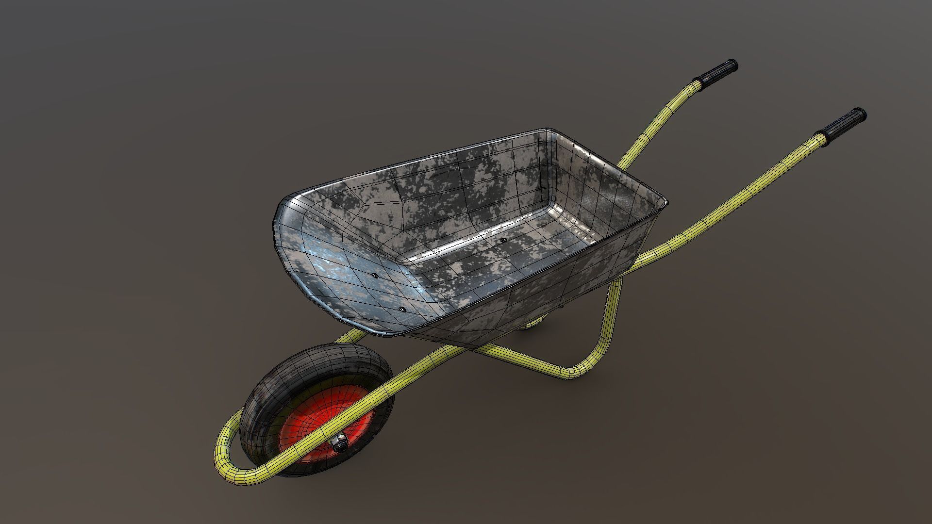 Wheelbarrow trolley Low-poly 3D model_1